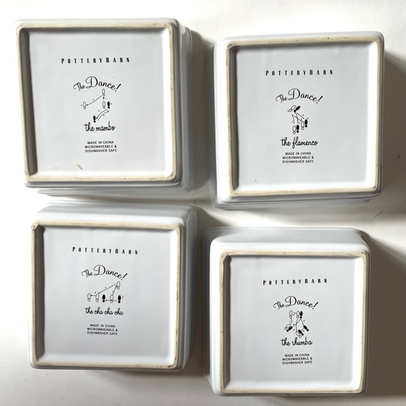 Vintage Set of 4 Latin dances Pottery Bran serving dishes Latin dances graphics. - Picture 12 of 13